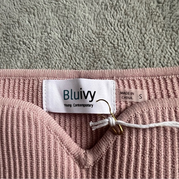 NWT Bluivy Essential Ribbed Knit Sleeveless Tank Top Lavender Blush Dusty Pink - Picture 3 of 12